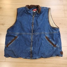 Wrangler Hero Vest Mens 2XL Blue Denim Sherpa Lined Quilted Western Workwear