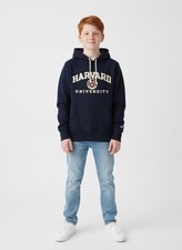Vintage Champion Harvard University Youth Small Blue Hooded Sweatshirt Excellent