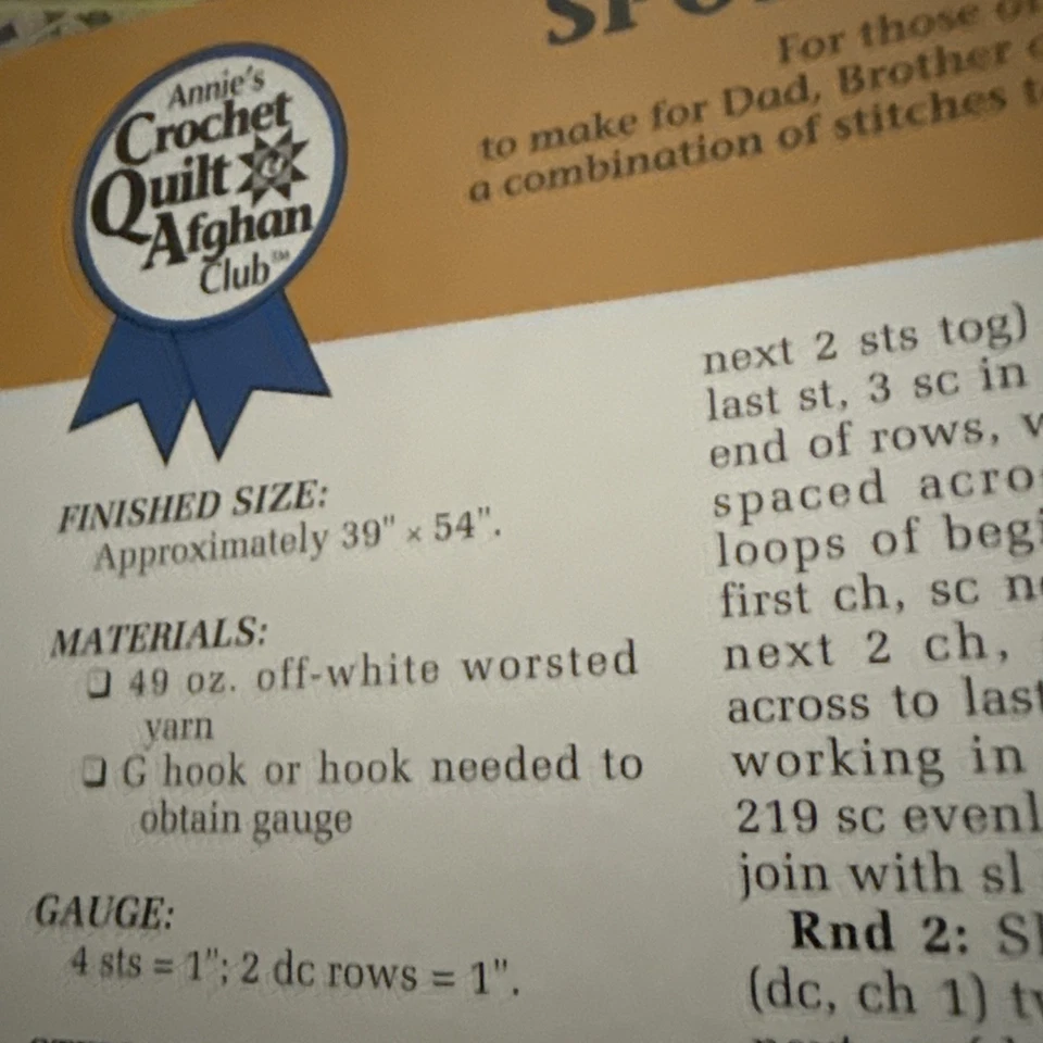 ~Sporting Aran Afghan  Annie's Attic Crochet Afghan Pattern~ - Image 2 of 3