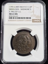 1795 Great Britain Middlesex - Skidmore's Token D&H-513 NGC MS63 Brown (Z-1306)