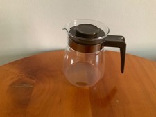 Vintage kleine Glas Kaffeekanne 70er mit Deckel + Griff braun