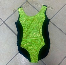 Kids Size 12 Lime Green Black Animal Print Gymnastics Or Dance NWT