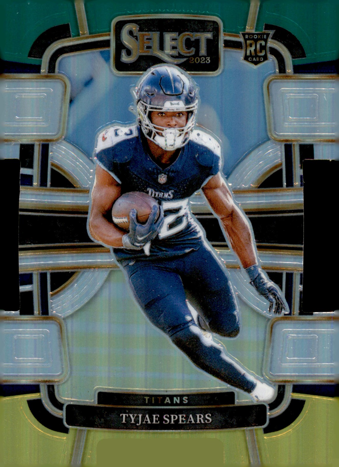 2023 Panini Select #97 Tyjae Spears Green and Yellow Prizms Die Cuts