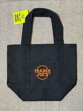 New! Trader Joe's Mini Halloween Trick or Treat Canvas Tote Bag in Black, 2025