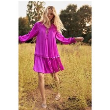 Anthropologie Giulia Tunic Dress Fuchsia size XS