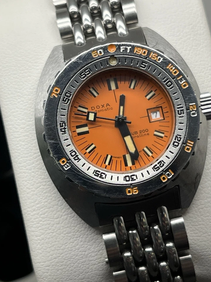 Rare Ladies Vintage Doxa Orange Sub 200t Caroline Full Set  - Image 3 of 4