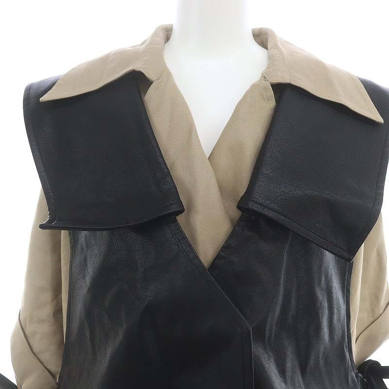 Ameri Vintage Multi-Way Long Vest Trench Coat Faux Leather S Ameri Vintage Multi-Way Long Vest Trench Coat Faux Leather S