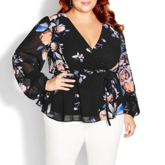 【美品】yilon Joli flower blouse black yilon Joli flower blouse black