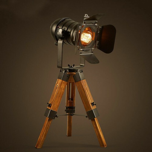 LED Vintage Floor Light Tripod Floor Lamp Studio Lamp in Industrial Cinema Style - Picture 1 of 23