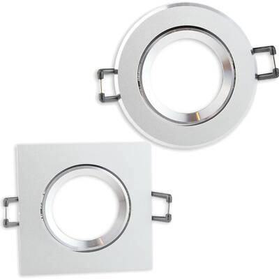 10x Einbaurahmen Set GU10 MR16 rund eckig silberGehäuse Einbaustrahler Ø70-75mm