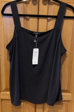 NWT Eileen Fisher Nocturne Silk Georgette Square Neck Cami Tank Top 228 L