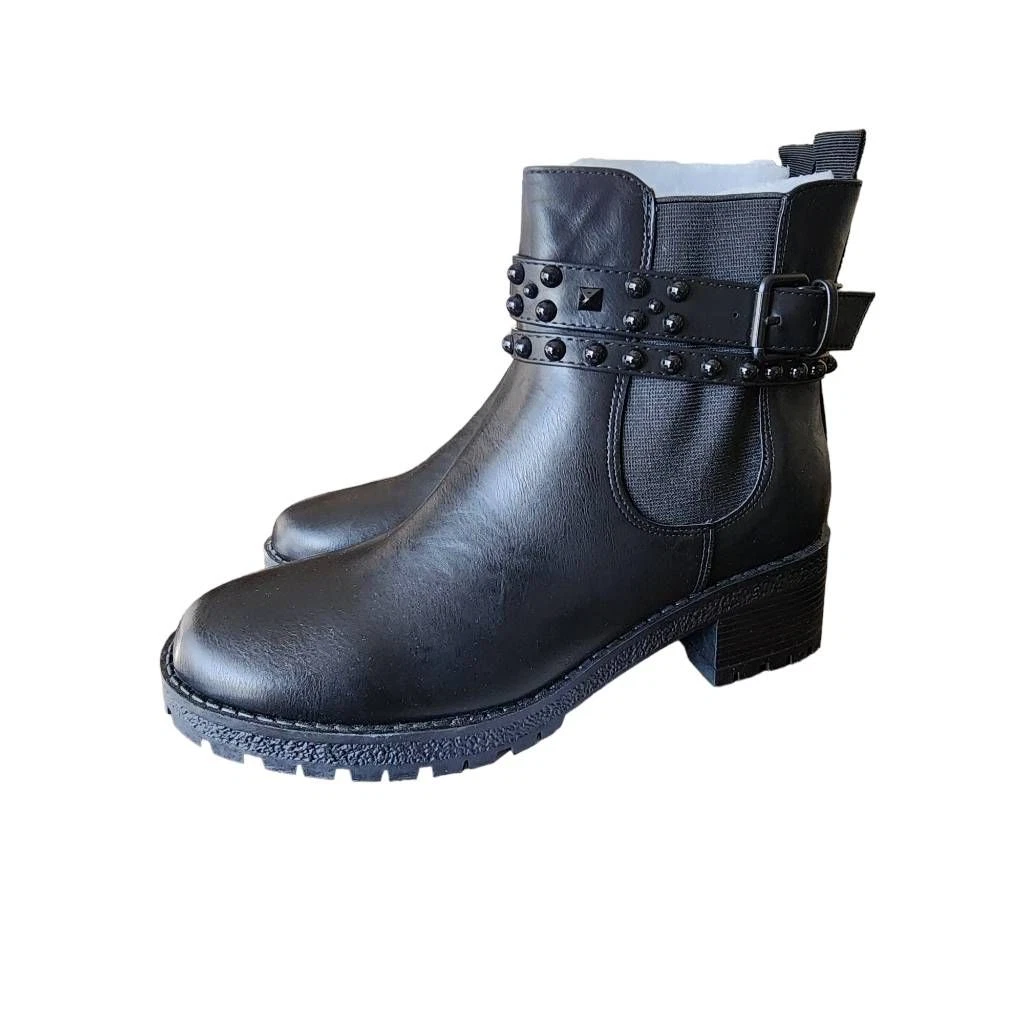 GC Shoes Noe Black Ankle Boots Booties Womens Stud Buckle Emo
