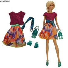 Colorful Fashion Doll Clothes Set for 11.5" Doll Outfits 1/6 Belt Shoes Bag Toys
