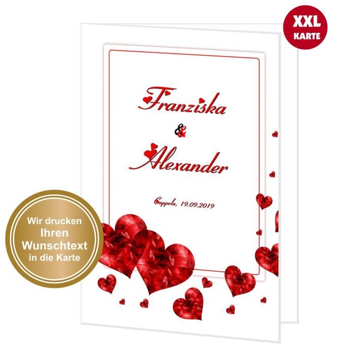 große XXL maxi Glückwunschkarte Silberhochzeit Grußkarte Herzen EIGENER TEXT süß