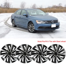 For VW Jetta 2011-2016 15" Set of 4 Hubcaps Wheel Covers fits R15 Steel Wheel
