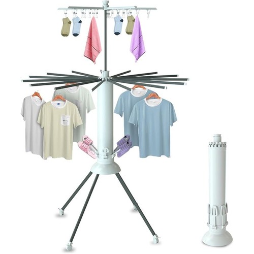 3 Tier Foldable Portable Laundry Drying Rack W/ 4 Pulleys Space Saving White New - Picture 2 of 8