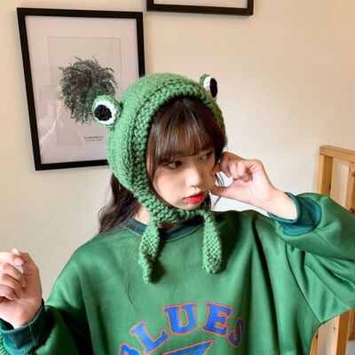 Knitted Crochet Frog Hat - Anime Beanie Skully Hats Unisex