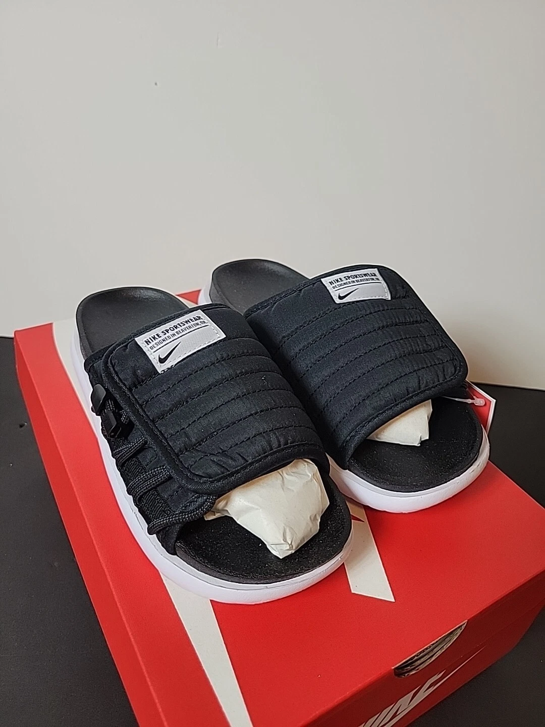 Scarpe infradito Nike donna taglia 5 Asuna Slide sandali neri CW9707 002 CON SCATOLA