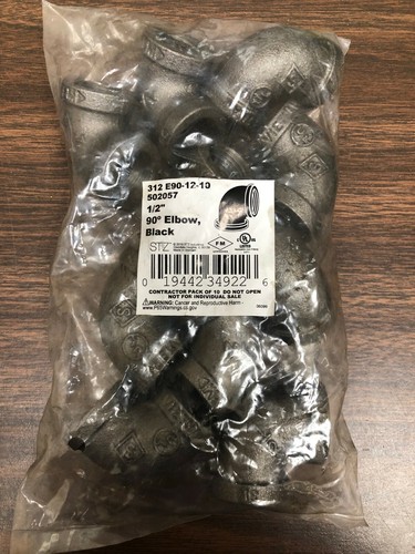 STZ 1/2 in. Black Iron 90° Elbow 312 E90-12-10 (10 PACK) - Picture 2 of 2