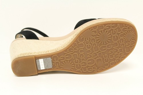 UGG Austrlia 1003783 BK 10 Women Nyssa Suede Wedge Heels Sandle Shoes Black 10 - Picture 7 of 8