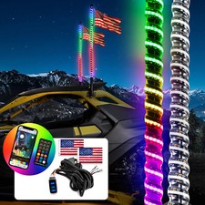 Pair 3FT RGB COB Whip Lights RF Remote w/Turn Signal Wire For Can-am Maverick X3