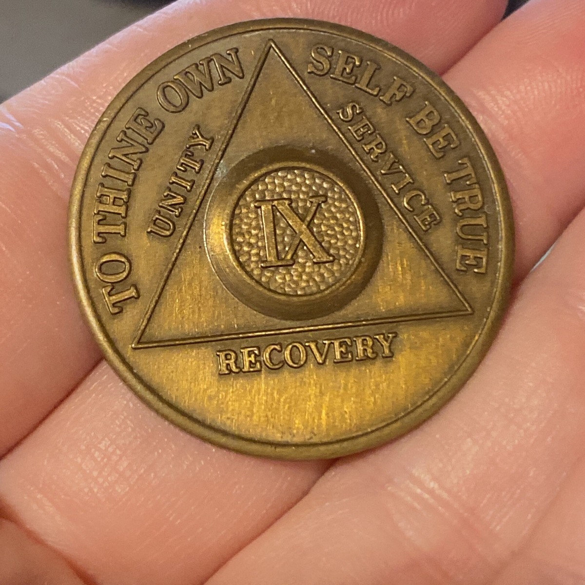 Alcoholics Anonymous 9 Year AA Bronze Medallion Chip Coin Token