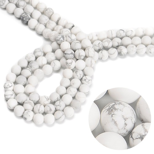 Natural White Howlite Matte Round Beads 4mm 6mm 8mm 10mm 12mm 15.5" Strand - Picture 2 of 8