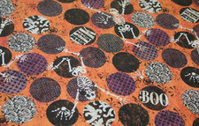 HAPPY HALLOWEEN Fabric FULL YARD Yd. 100 COTTON Skeleton BOO Holiday Quilting