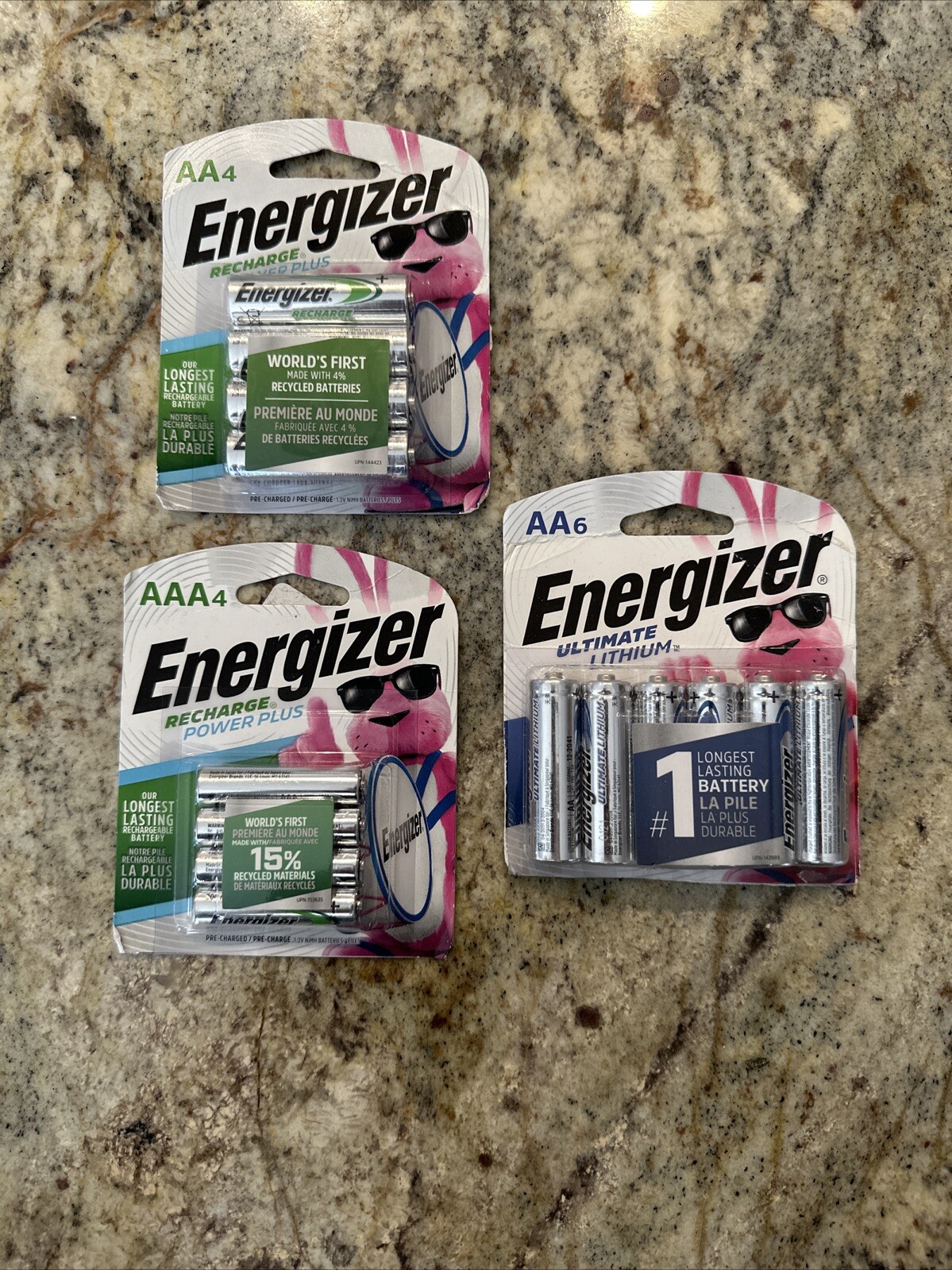3 Packs Of Energizer Rechargeable Batteries Includes 10 AA & 4 AAA Batteries