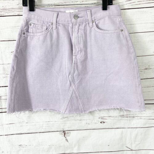7 For All Mankind Denim Jean Skirt Women’s 29 Purple Raw Hem New
