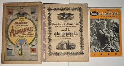 1914, 1924, 1942 Almanacs, Shenandoah Valley Virginia Drug Stores, Rexall,