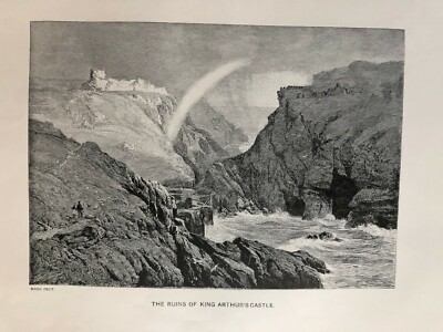 Antique ''THE RUINS OF KING ARTHUR''S ''Engraving-Photogravure by Dixon Facit 1896