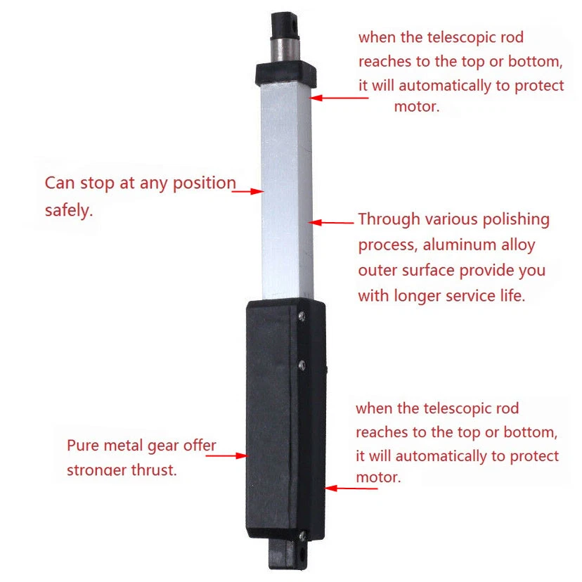 Mini Electric Linear Actuator Stroke 1"–6''Force 13.5 lbs–12V High-Speed 0.6"/s - Image 2 of 4
