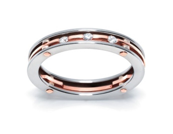Мужское кольцо BARAKA с бриллиантами из коллекции AN213371ROAC220015 из розового золота и нержавеющей стали