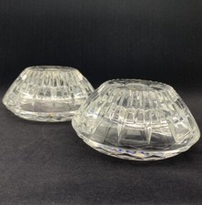 Lot of 2 80's Crystal Candle Holders 3-Way Heavy Cut Made In USA Princess House