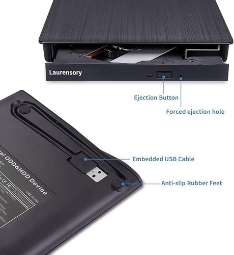 Externes DVD Laufwerk USB 3.0 Typ-C USB Tragbarer Player für Laptop CD DVD +/-RW - Bild 5 von 6