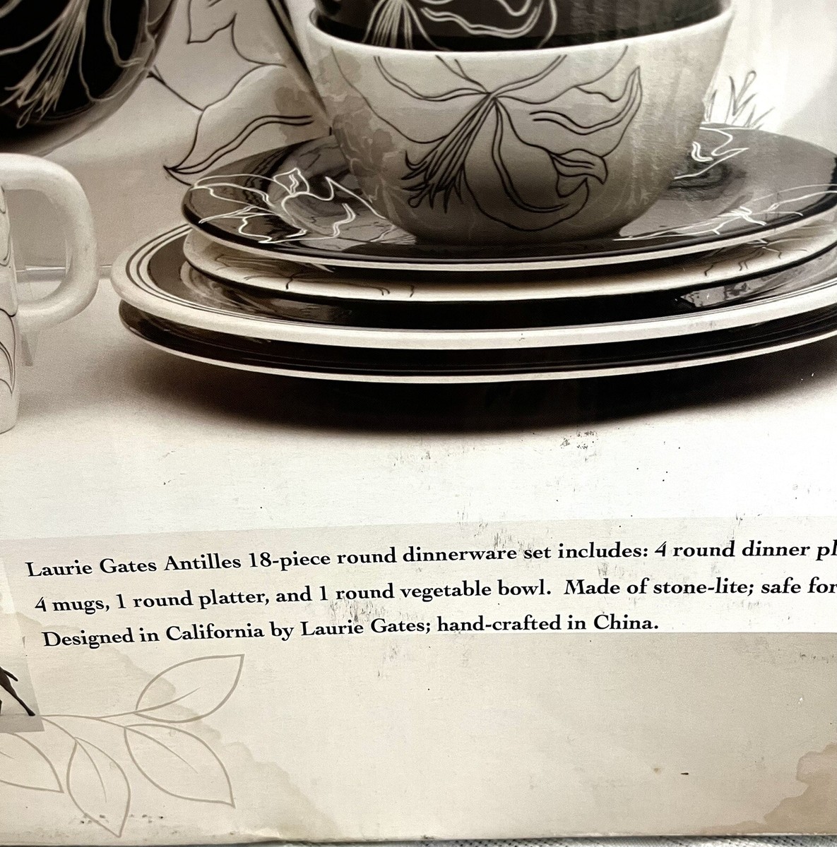 Laurie Gates Stoneware 18 Piece Set In Antilles Pattern. Stunning