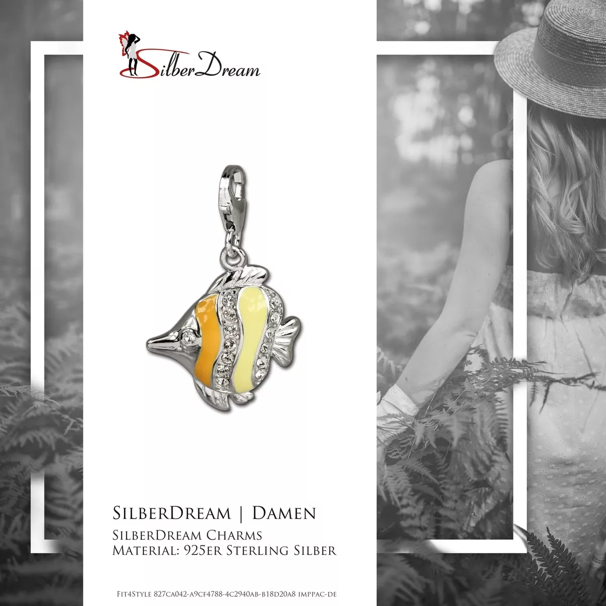 Silberdream Charm 925 Real Silver Pendant Colourful S dsee fisch Zirconia FC677