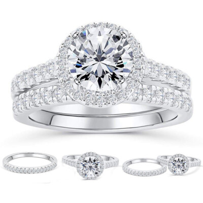 Platin 2 kt D/VS Lab gezüchtet runder Brillantschliff Diamant Braut Verlobungsring
