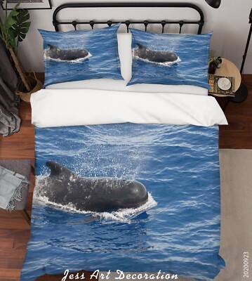 3D Whale Sea Nature Landscape Quilt Cover Set Bedding Sets Pillowcases Queen