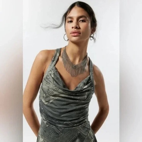 NWOT Silence + Noise Jordyn Asymmetrical Cross Back Dress Size S - Picture 2 of 5