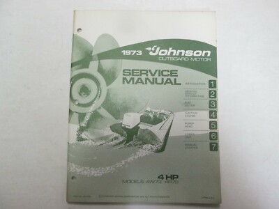 1973 Johnson Außenborder 4 HP Modelle 4W73 4R73 Service Manuell JM-7302 Used OEM