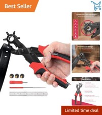 Revolving Punch Plier Kit Alloy Steel Heavy Duty Leather Hole Punch Set for C...