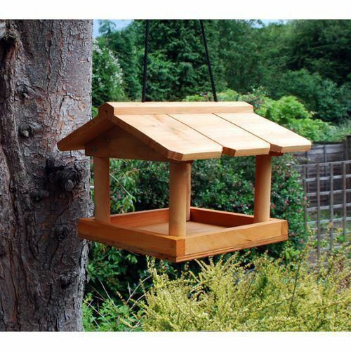 Wild Bird Feeding Station Garden Wooden Tree Hanging Birds Feeder Table - Picture 5 of 5