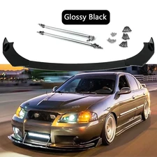 Glossy Black Front Bumper Lip Spoiler Splitter + Strut Rods For Nissan Sentra SR