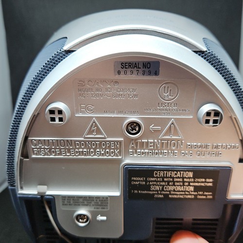 Sony Dream Machine ICF-CD843V Reproductor de CD AM/FM/clima Reloj Alarma Radio Funcionando - Imagen 5 de 5
