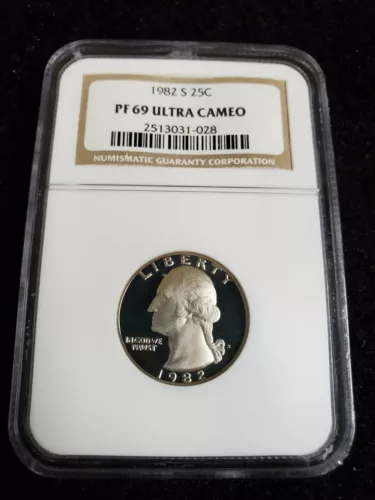 1982 S 25c Washington Proof Quarter NGC PF69 Ultra Cameo 