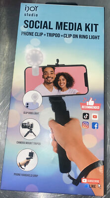  Social Media Kit Vlog With Phone Clip, Tripod, and Clip On Ring Light  Video
