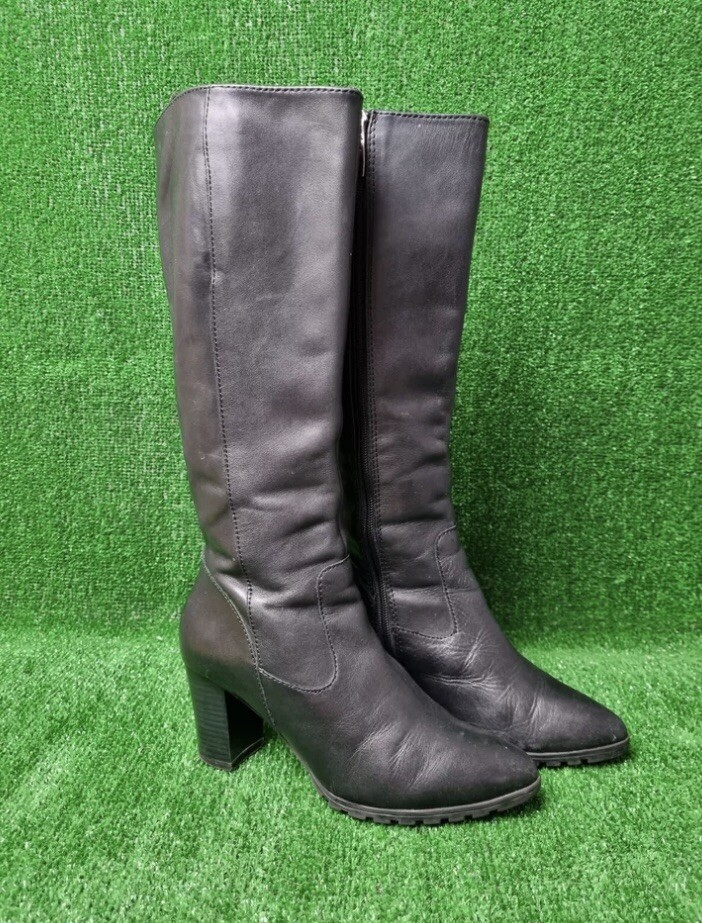 Tamaris Womens Black Knee High Leather Boots 37 Size
