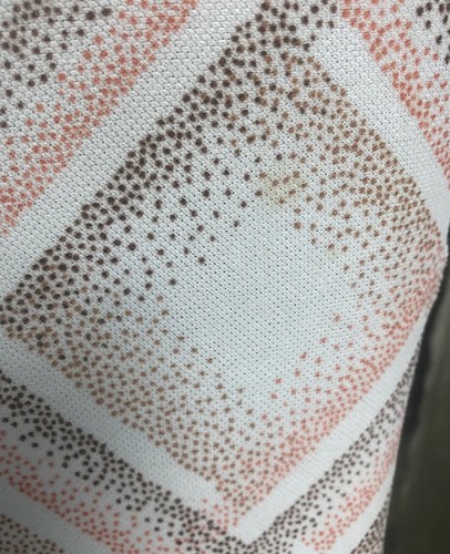 Vintage 1970s Polyester Jersey Knit Fabric Peach & Brown 52" x 60" - Picture 4 of 8